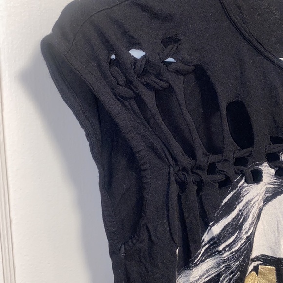 Guess Small Short Sleeve Black Gold Angelina Shirt - Picture 8 of 9